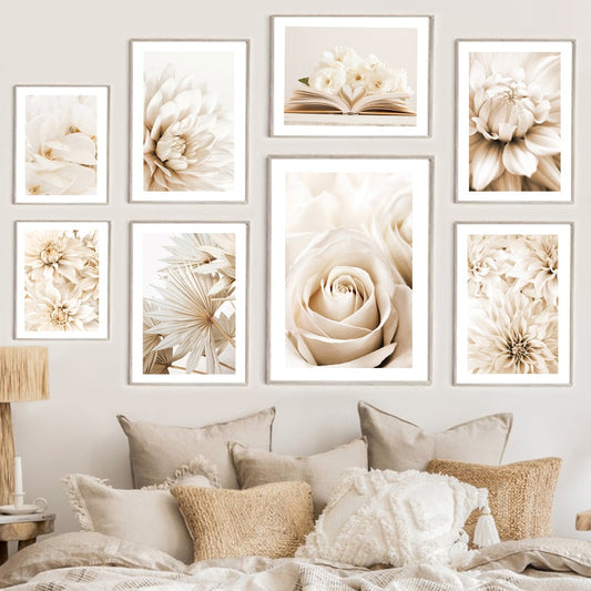 CORX Designs - Beige Floral Rose Dahlia Palm Leaf Book Canvas Art - Review