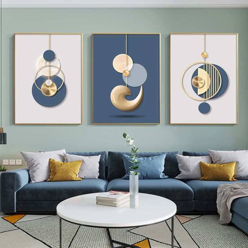 CORX Designs - Abstract Geometric Blue White Canvas Art - Review