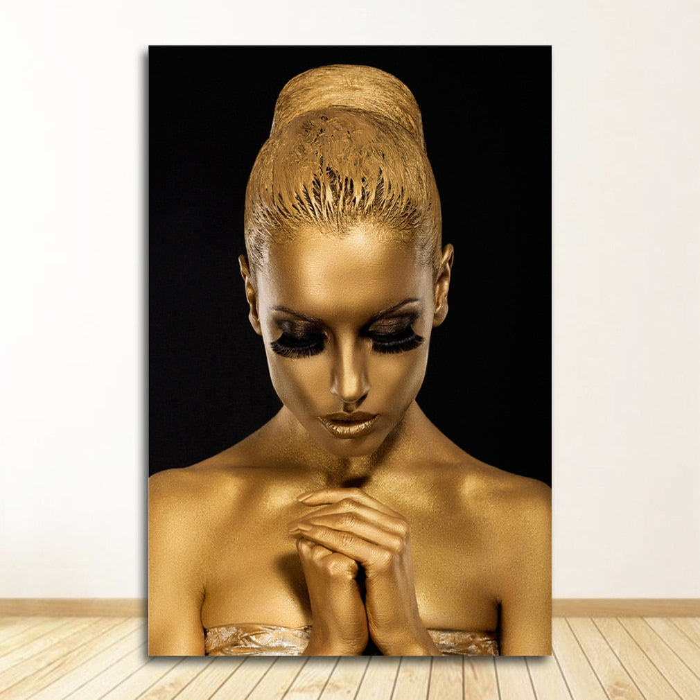 CORX Designs - Black Gold African Art Woman Oil Painting Canvas Art - Review