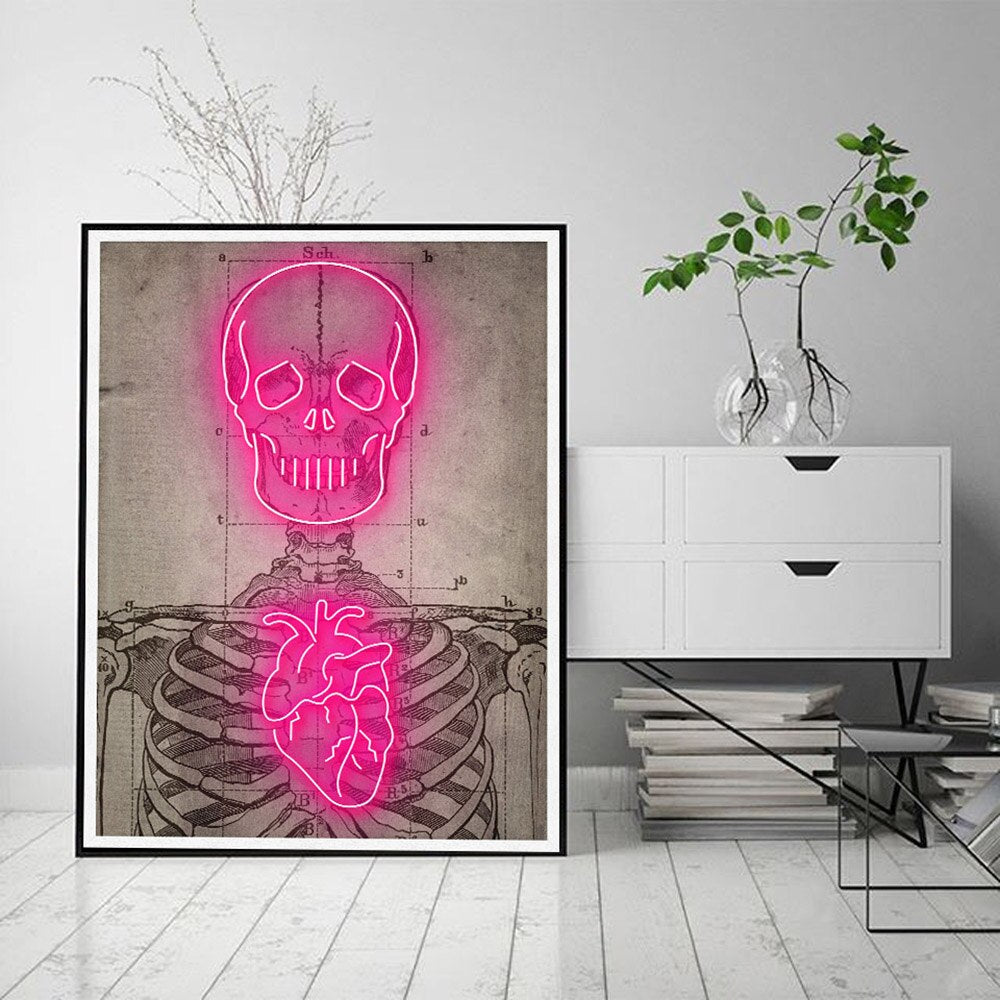 CORX Designs - Neon Heart Skeleton Vintage Canvas Art - Review