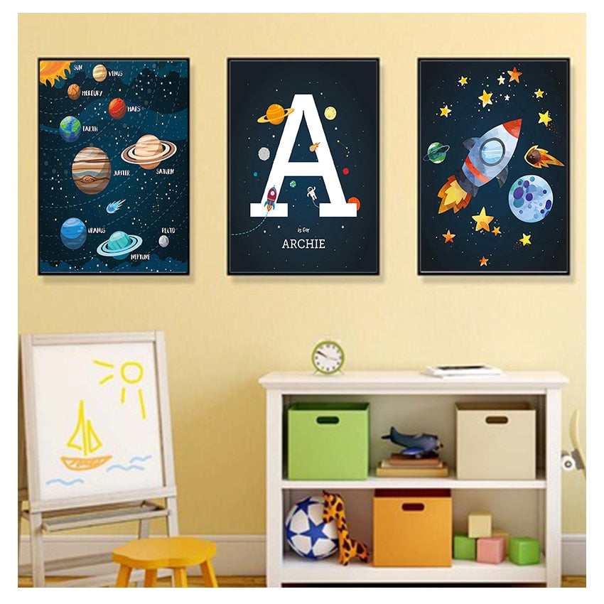 CORX Designs - Rocket Spaceship Letter Nursery Wall Art Canvas - Review