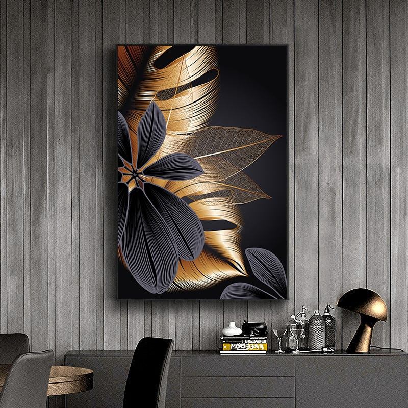 CORX Designs - Black Golden Plant Leaf Canvas Art - Review