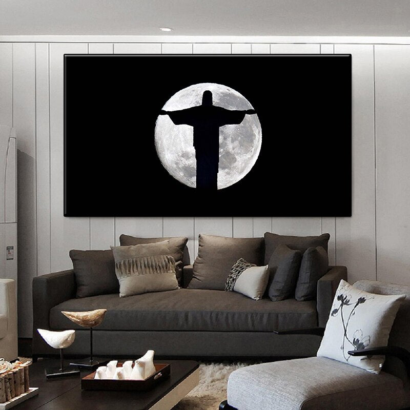 CORX Designs - Jesus Christ Silhouette Over Full Moon Canvas Art - Review