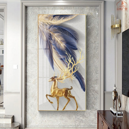 CORX Designs - Blue and Gold Feather Deer Canvas Art - Review