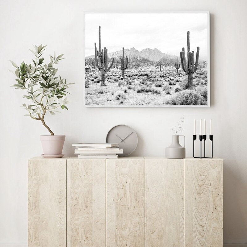 CORX Designs - Black And White Cactus Desert Canvas Art - Review