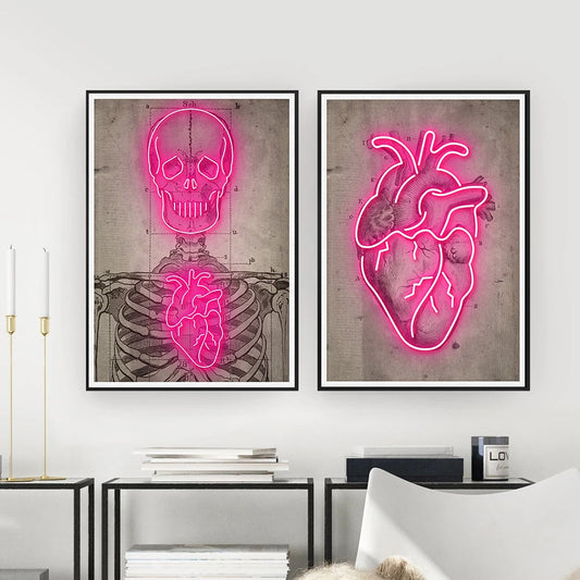 CORX Designs - Neon Heart Skeleton Vintage Canvas Art - Review