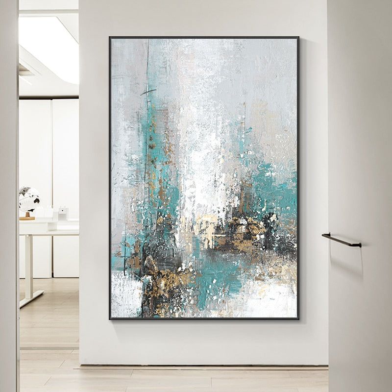 CORX Designs - Abstract Green Blue Painting Wall Art Canvas - Review