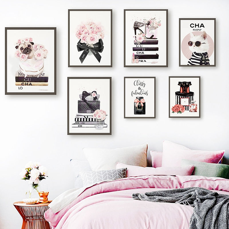 CORX Designs - Fashion Book Cat Dog Perfume Flowers Wall Art Canvas - Review