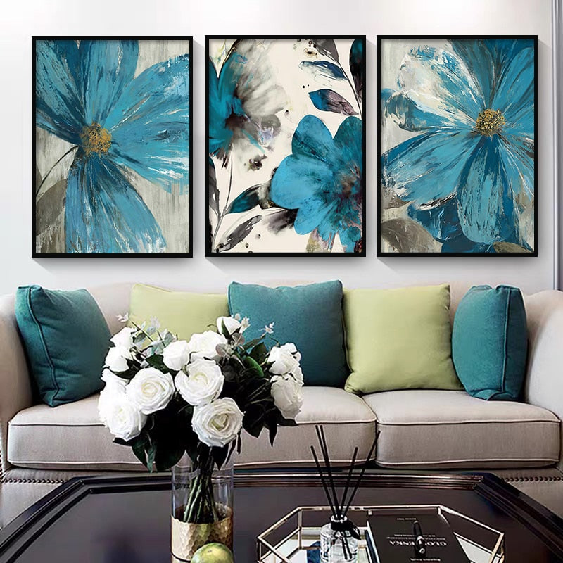CORX Designs - Blue Paint Flowers Canvas Art - Review