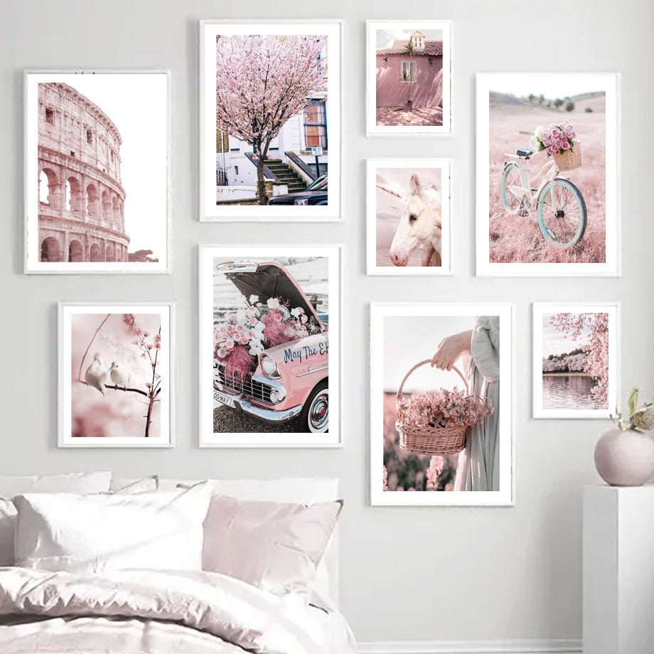 CORX Designs - Paris Tower Pink Rose Car Bicycle Unicorn Canvas art - Review