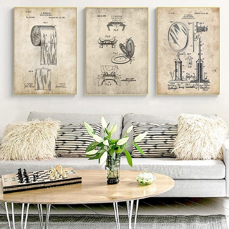 CORX Designs - Bathroom Patent Blueprint Canvas Art - Review
