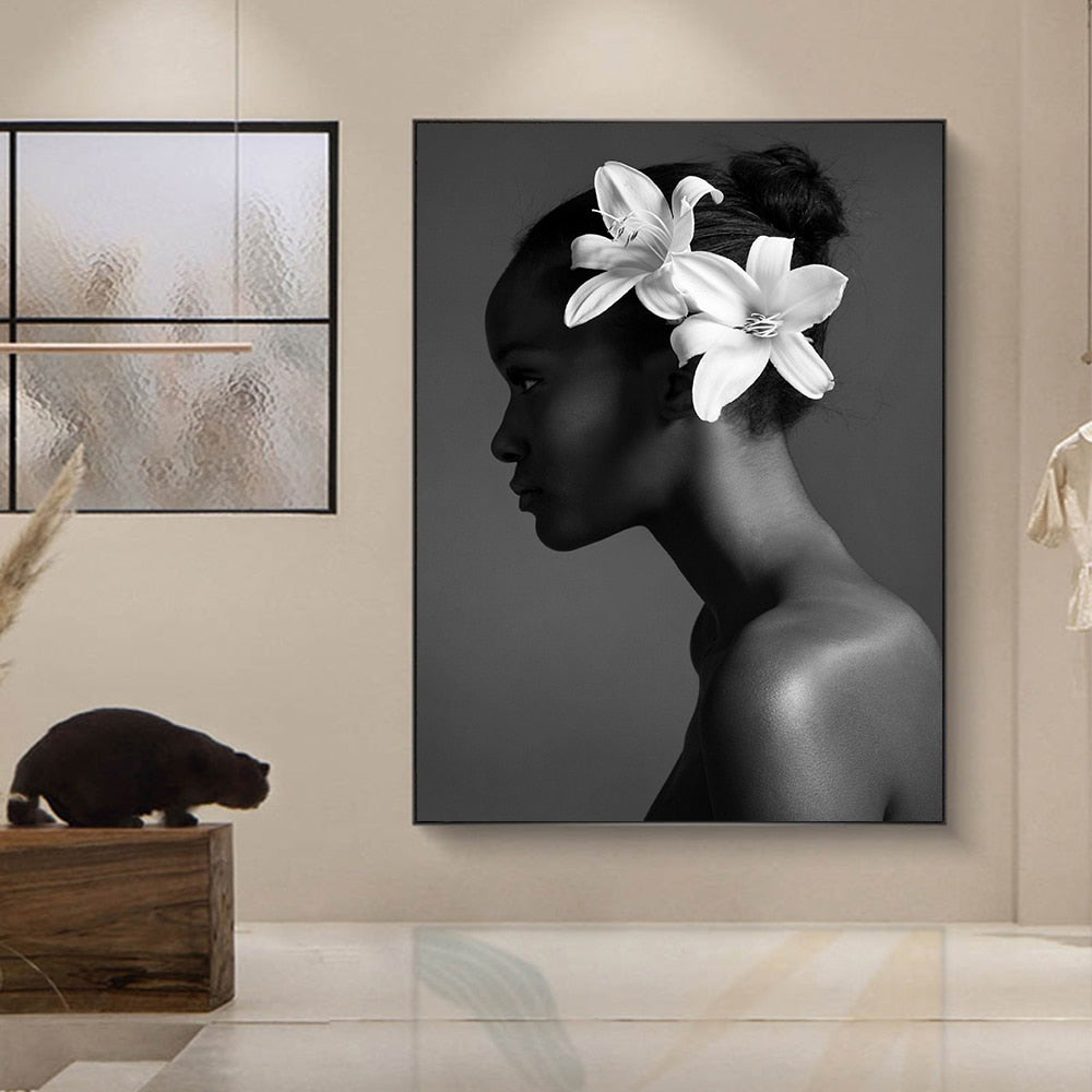 CORX Designs - Black & White African Woman with Flowers Canvas Art - Review