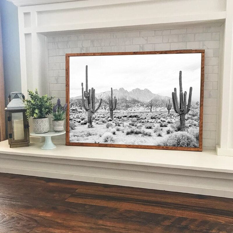 CORX Designs - Black And White Cactus Desert Canvas Art - Review
