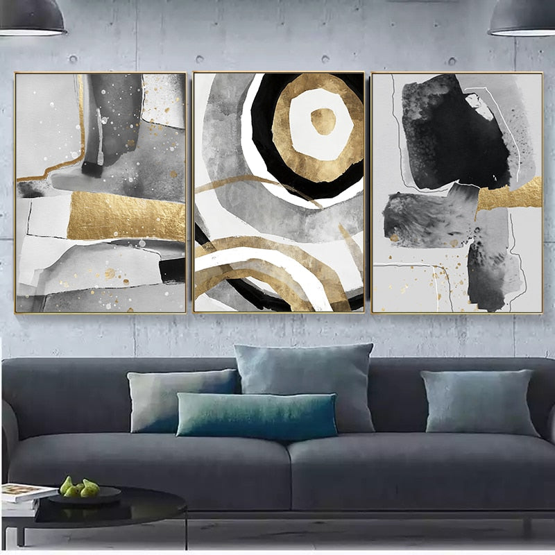 CORX Designs - Abstract Black White Gold Canvas Art - Review