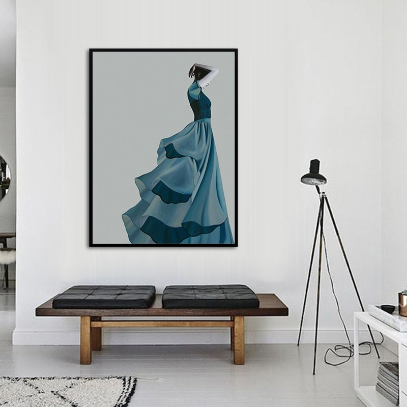 CORX Designs - Elegant Lady With Haze Blue Dress Canvas Art - Review