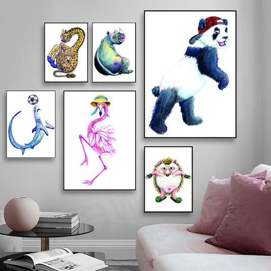 CORX Designs - Watercolor Animal Panda Flamingo Hedgehog Canvas Art - Review