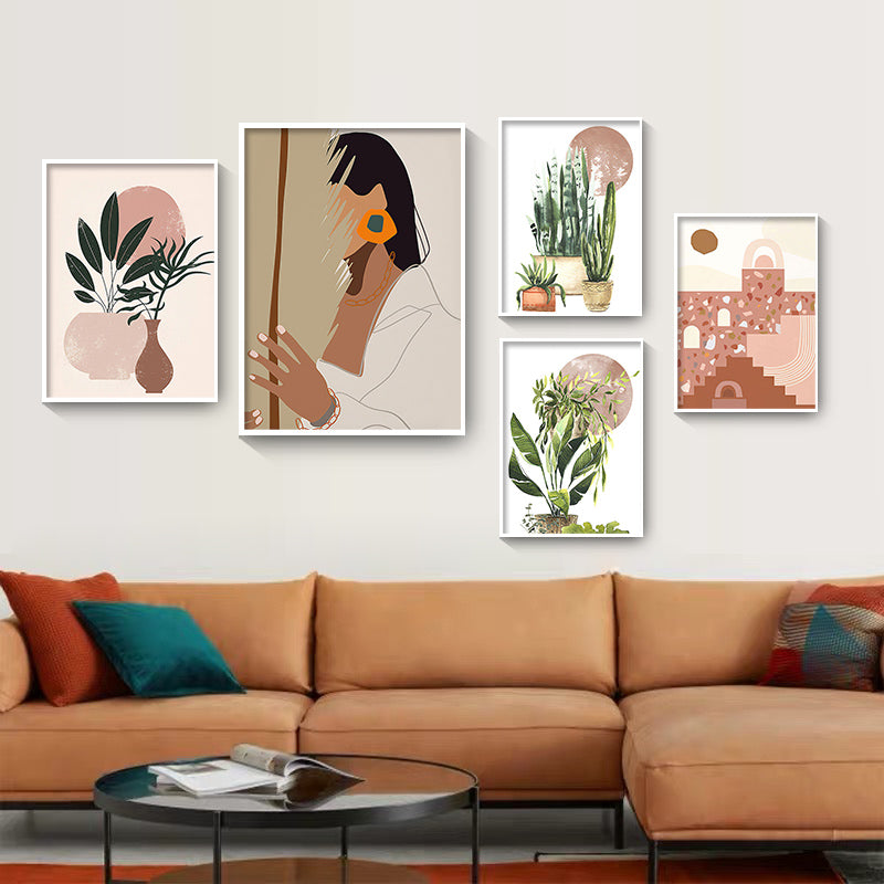 CORX Designs - Abstract Vintage Girl Potted Plant Leaves Canvas Art - Review