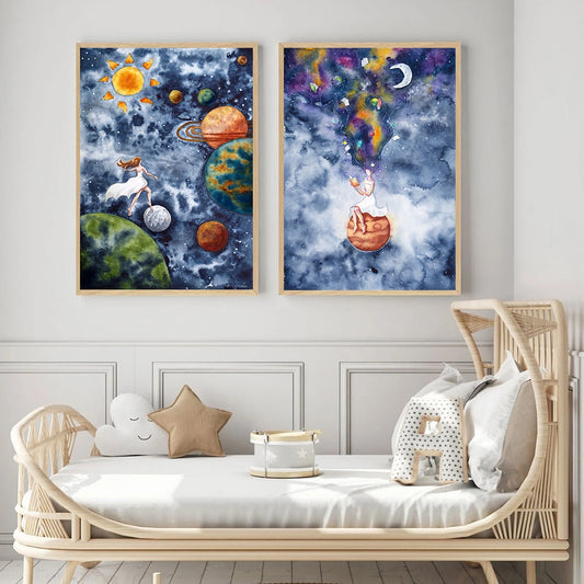 CORX Designs - Solar System Watercolor Fantasy Planet Space Canvas Art - Review