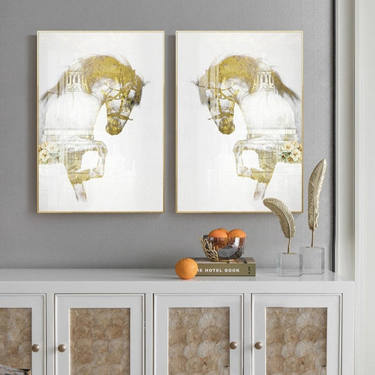 CORX Designs - White and Gold Horse Canvas Art - Review