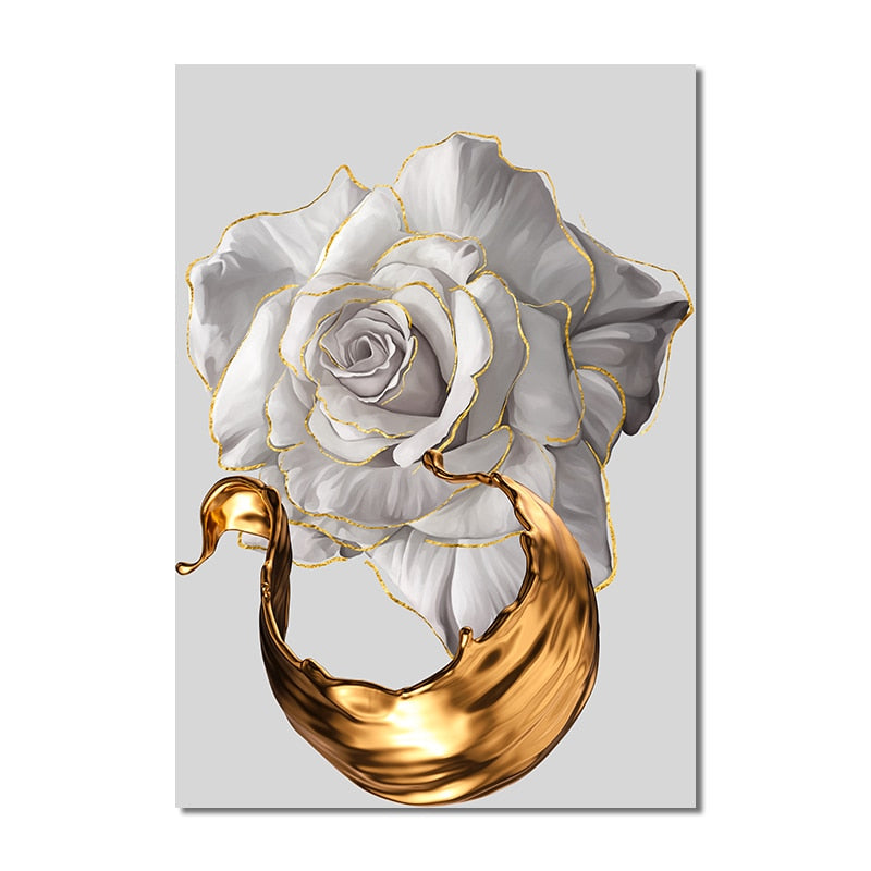 CORX Designs - White Flower Painting Gold Foil Canvas Art - Review