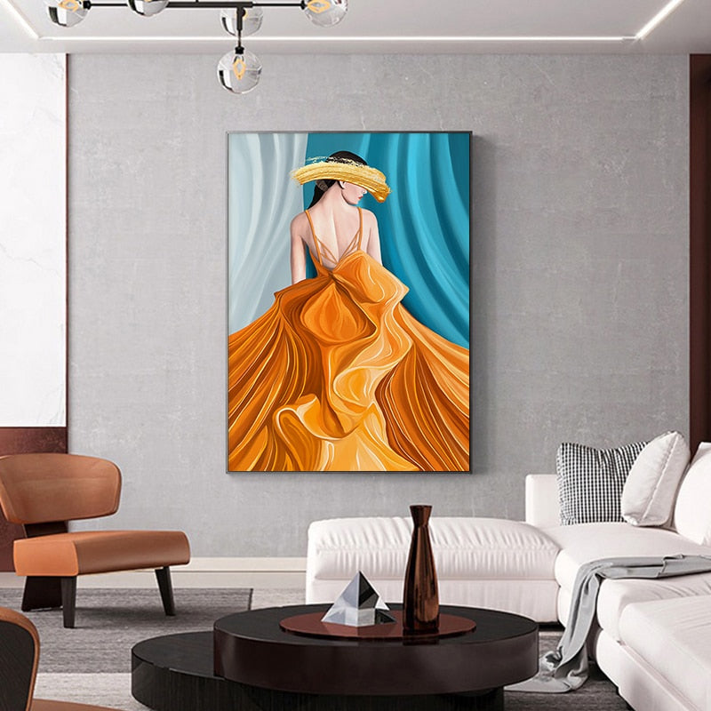 CORX Designs - Illustration Orange Dress Woman Canvas Art - Review