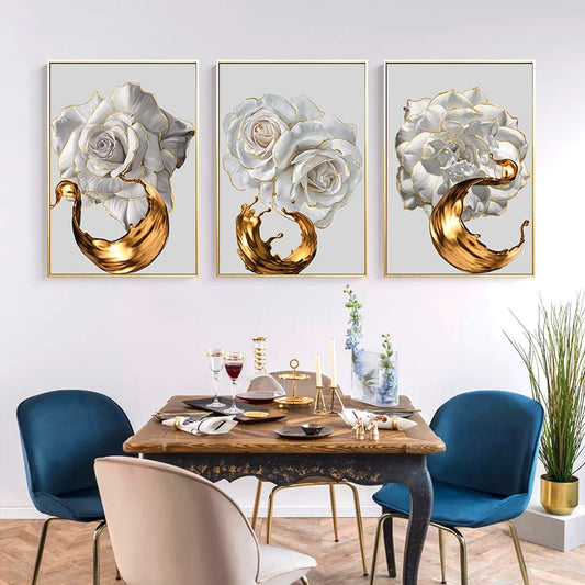 CORX Designs - White Flower Painting Gold Foil Canvas Art - Review