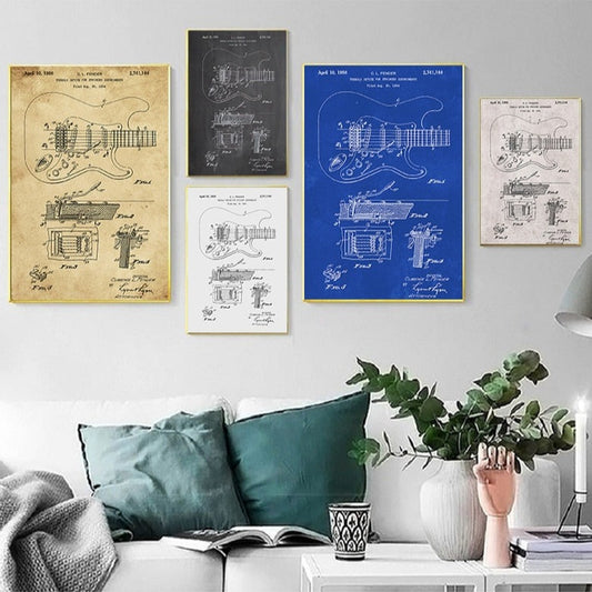 CORX Designs - Electric Guitar Fender Tremolo Blueprint Canvas Art - Review
