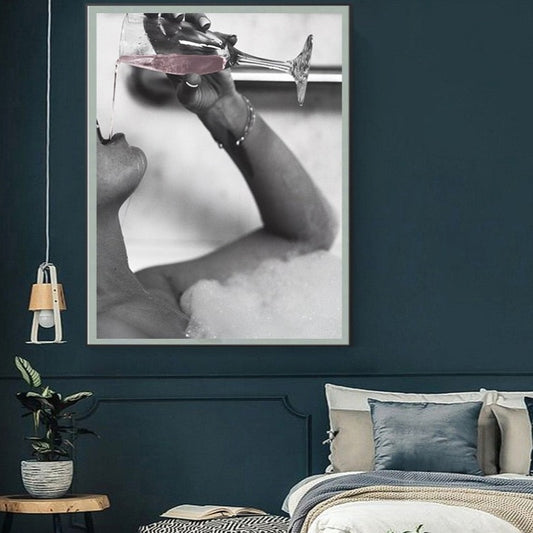 CORX Designs - Drinking Rose Champagne In Bubble Bath Canvas Art - Review