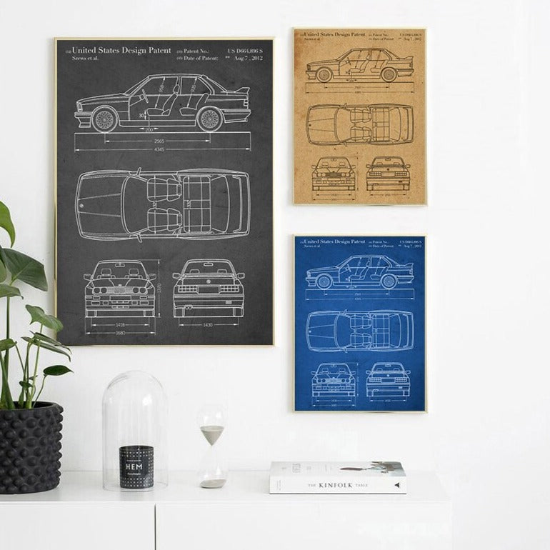 CORX Designs - BMW E30 M3 Car Blueprint Canvas Art - Review