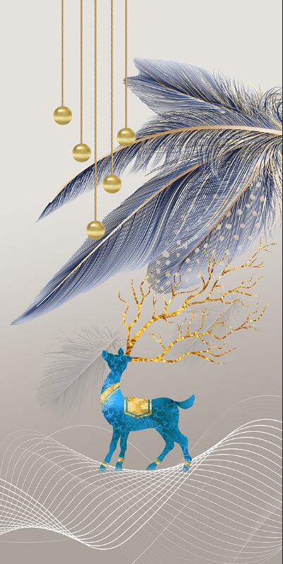 CORX Designs - Blue and Gold Feather Deer Canvas Art - Review