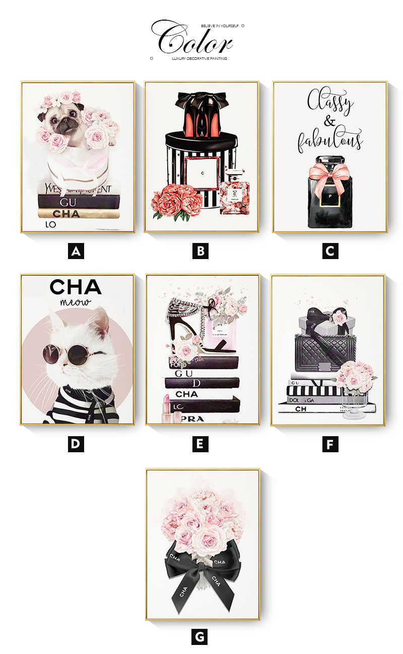 CORX Designs - Fashion Book Cat Dog Perfume Flowers Wall Art Canvas - Review