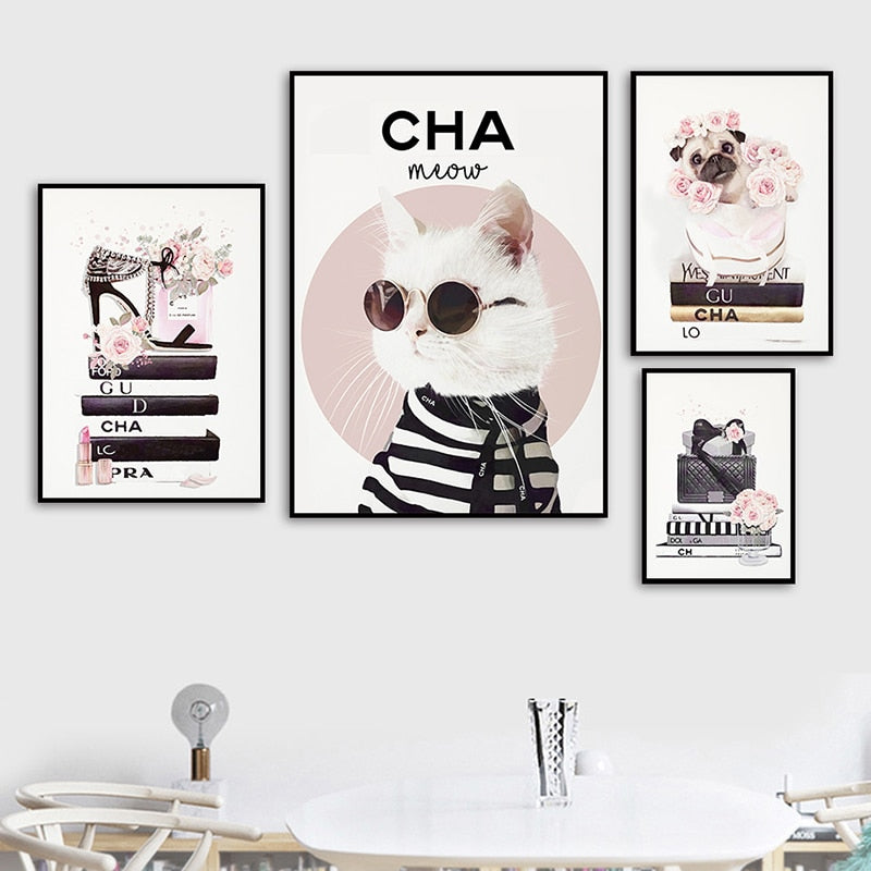 CORX Designs - Fashion Book Cat Dog Perfume Flowers Wall Art Canvas - Review