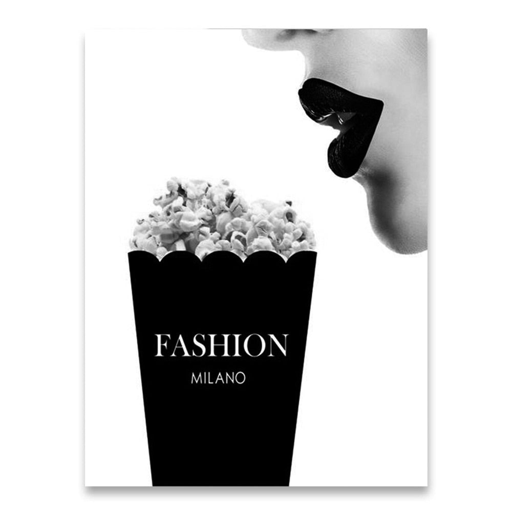 CORX Designs - Black and White Sexy Lips Popcorn Canvas Art - Review