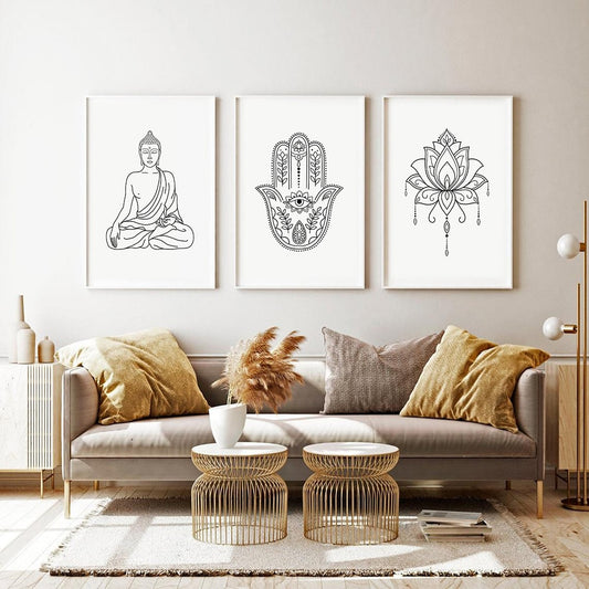 CORX Designs - Mandala Buddha Lotus Line Zen Canvas Art - Review
