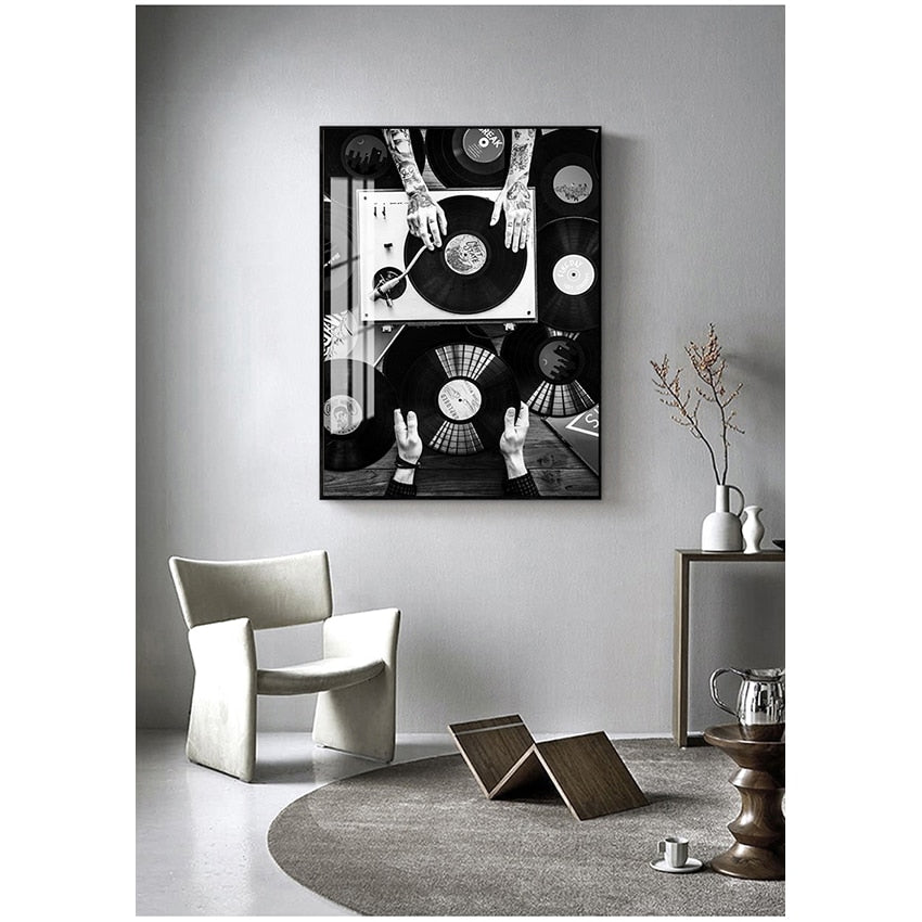 CORX Designs - Black and White Vinyl Records Canvas Art - Review