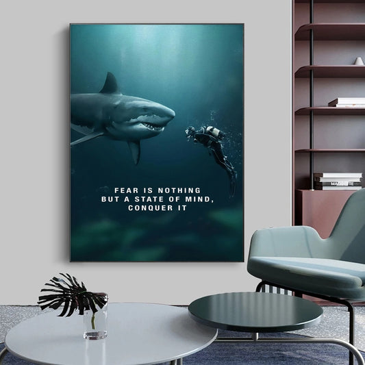 CORX Designs - Fear is Nothing Shark Inspirational Canvas Art - Review