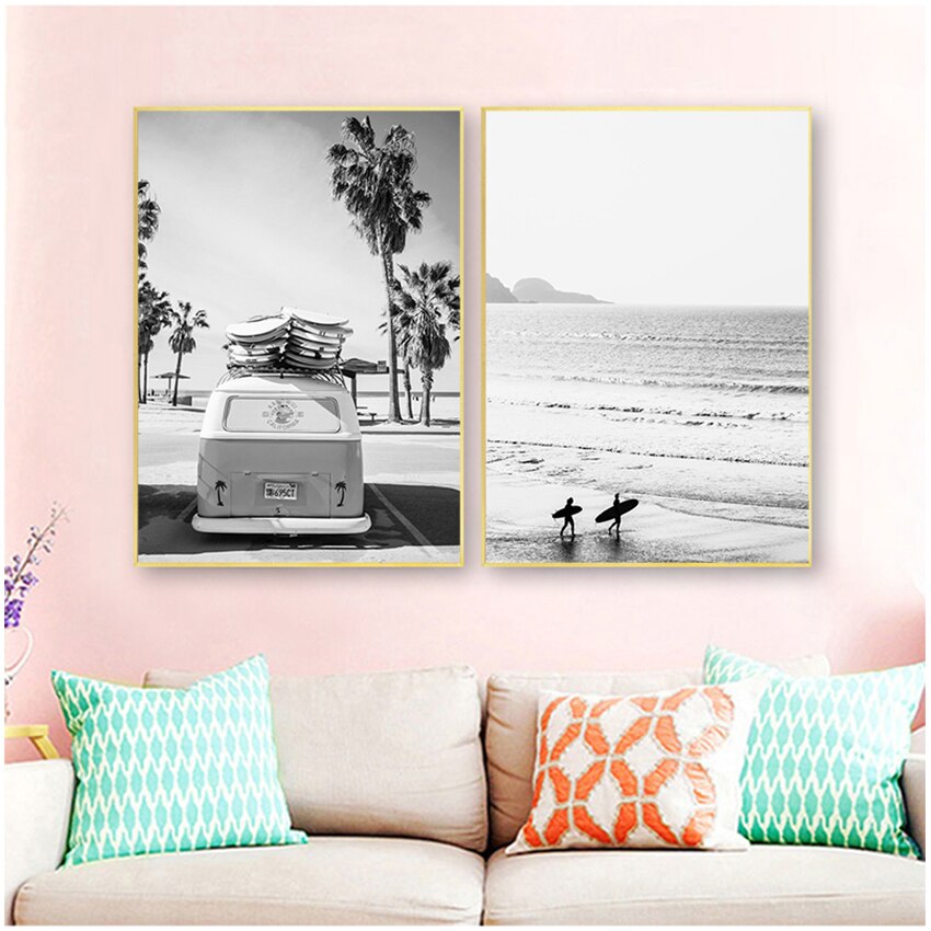 CORX Designs - Black and White Beach Palm Surf Canvas Art - Review