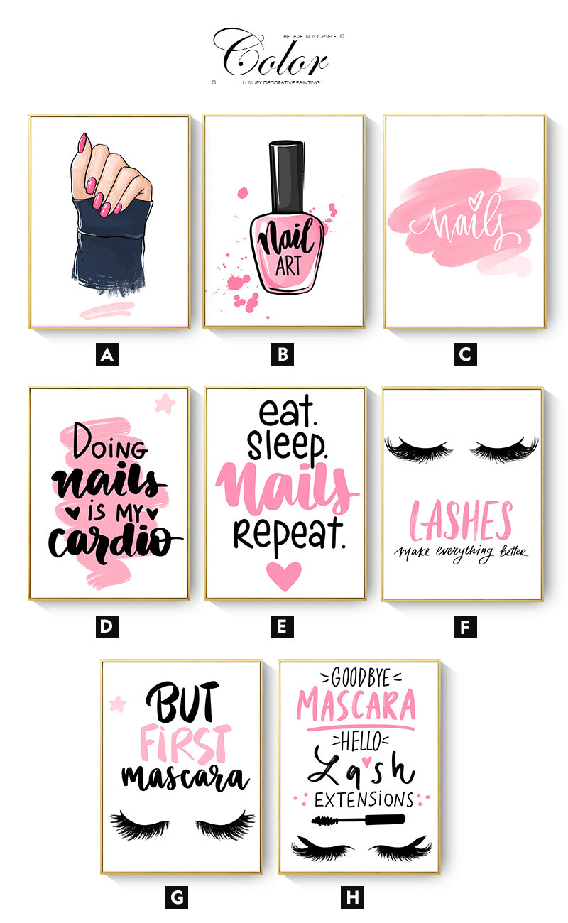 CORX Designs - Nail Polish Pink Love Heart Eyelash Canvas Art - Review