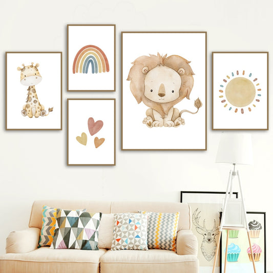 CORX Designs - Cute Animal Sun Rainbow Heart Canvas Art - Review