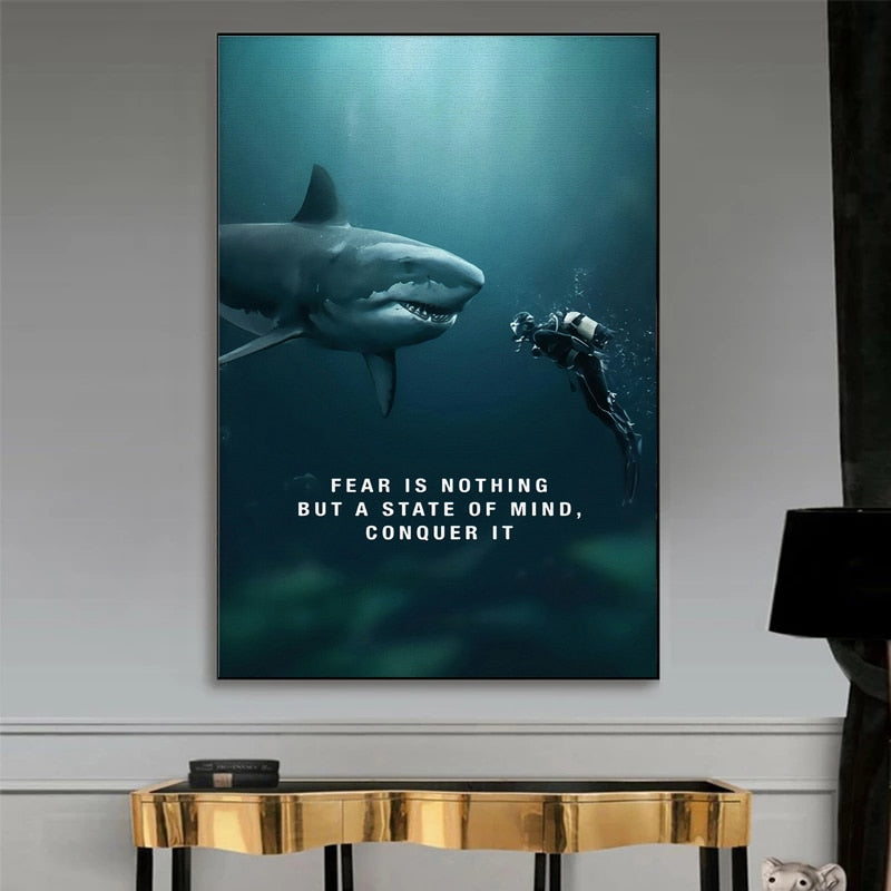 CORX Designs - Fear is Nothing Shark Inspirational Canvas Art - Review