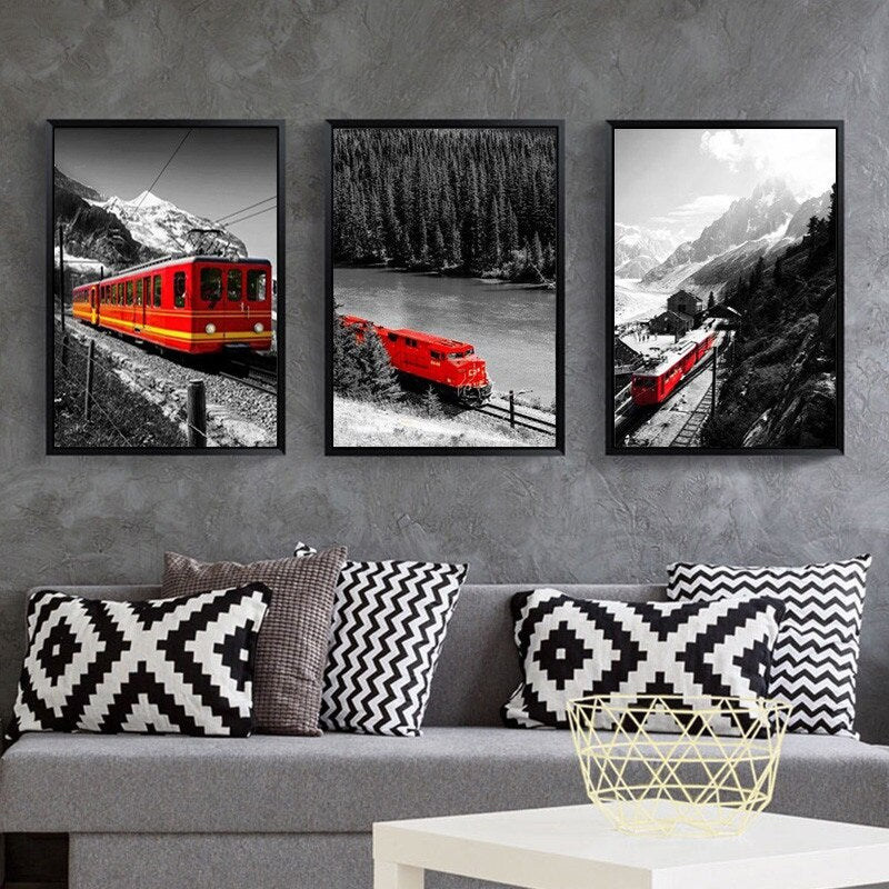 CORX Designs - Rustic Red Train Snow Mountain Canvas Art - Review