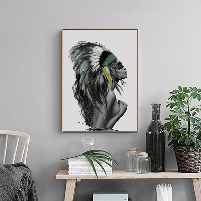 CORX Designs - Black and White Native American Indian Woman Canvas Art - Review