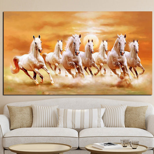 CORX Designs - Seven Running White Horse Gold Wall Art Canvas - Review