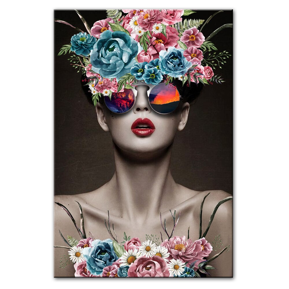CORX Designs - Modern Girl With Glasses Flowers Wall Art Canvas - Review