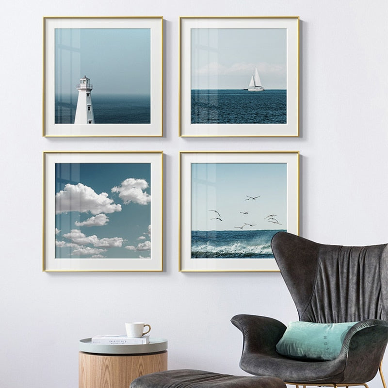 CORX Designs - Blue Sky Sea Lighthouse Clouds Canvas Art - Review