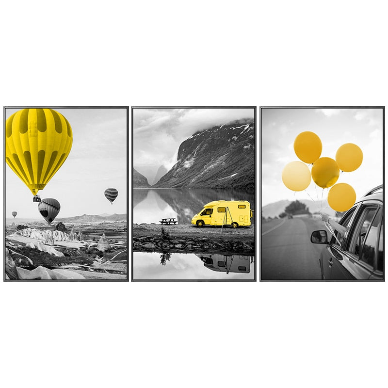 CORX Designs - Black And White Yellow Hot Air Balloon Canvas Art - Review