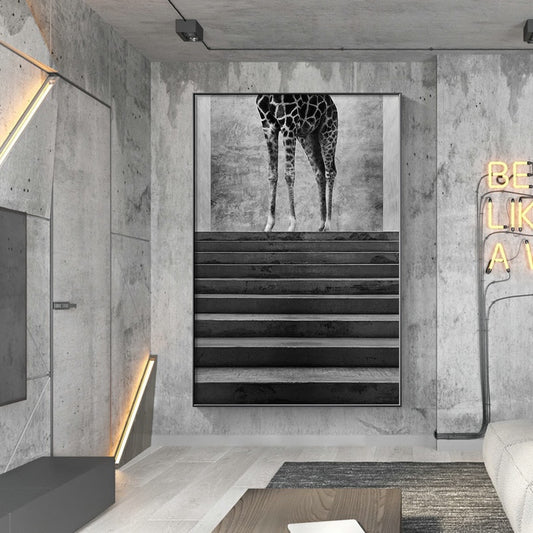 CORX Designs - Black and White Animal On The Stairs Canvas Art - Review