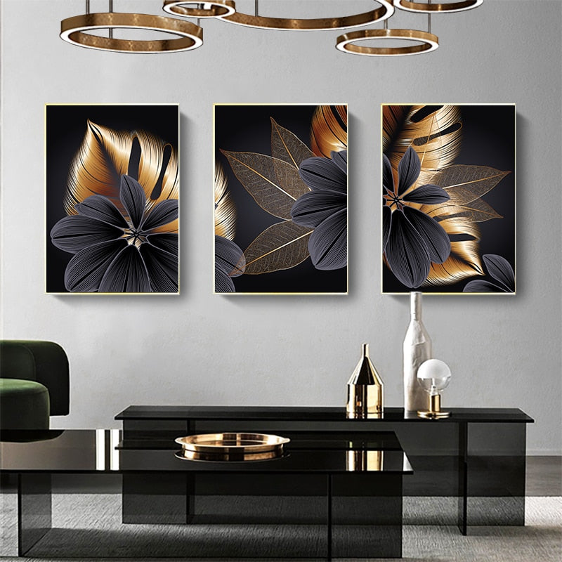 CORX Designs - Black Golden Plant Leaf Canvas Art - Review