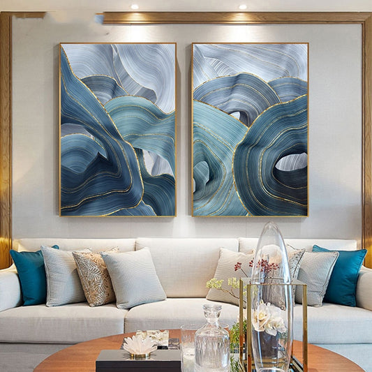 CORX Designs - Golden Blue Annual Ring Abstract Canvas Art - Review