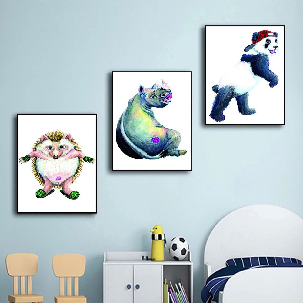 CORX Designs - Watercolor Animal Panda Flamingo Hedgehog Canvas Art - Review